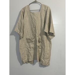 Linen Beige Art Smock Tie Back Artsy Painting Smock Mess Free Natural Fiber